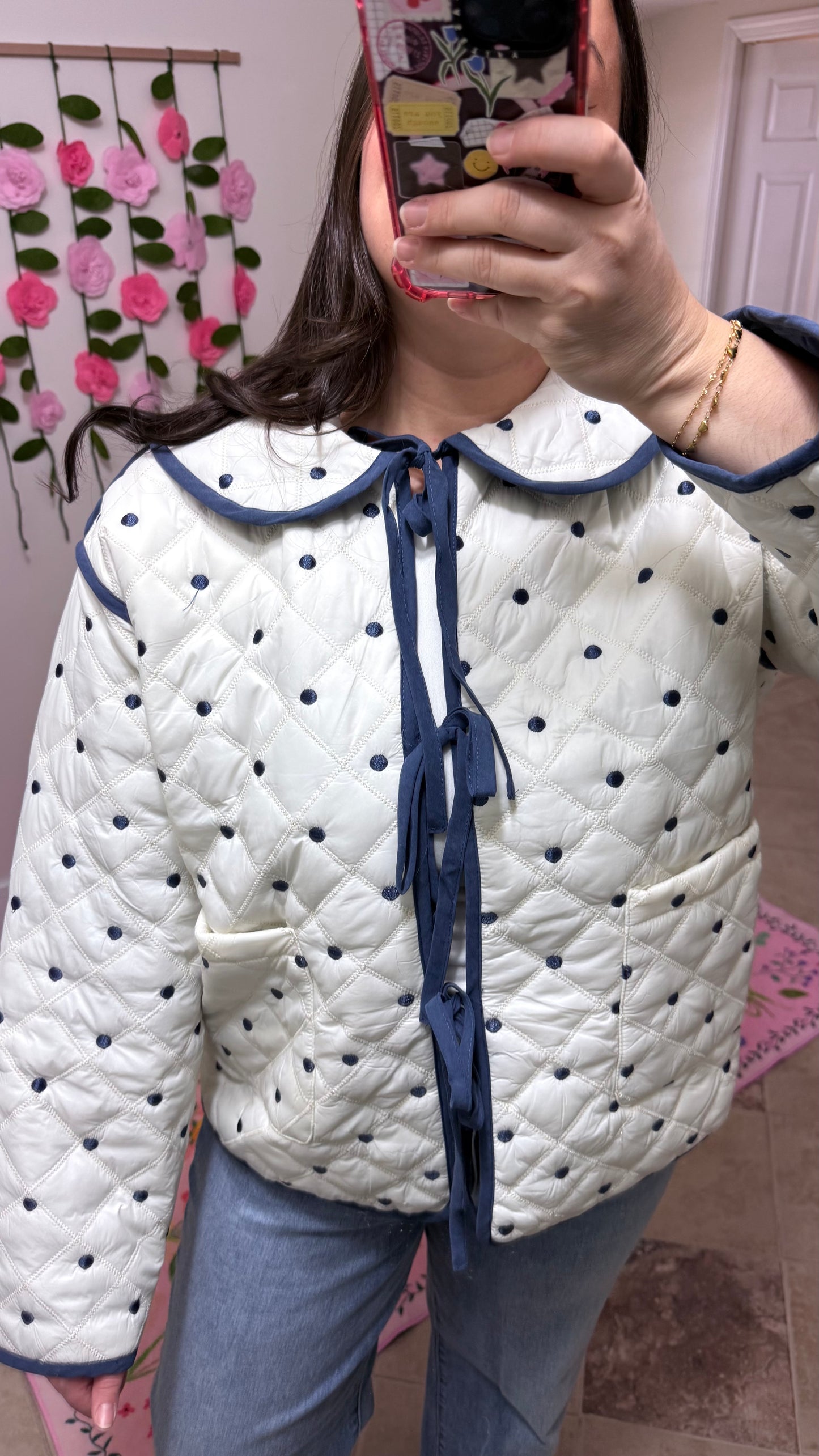 Sweet Dot Quilted Bow Jacket