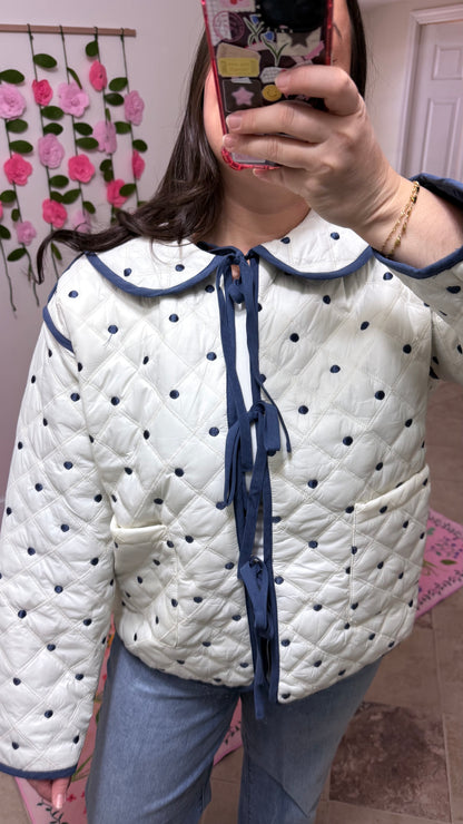 Sweet Dot Quilted Bow Jacket