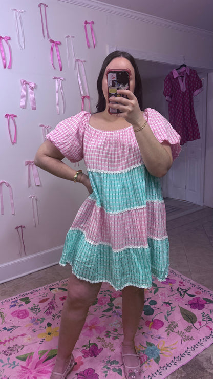 Mint Kiss Gingham Dress