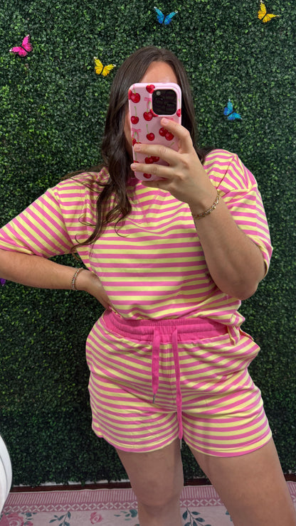 Pink Stripe Short Set (S-XL)
