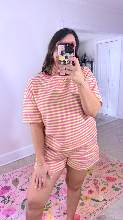 Pink Stripe Lounge Set
