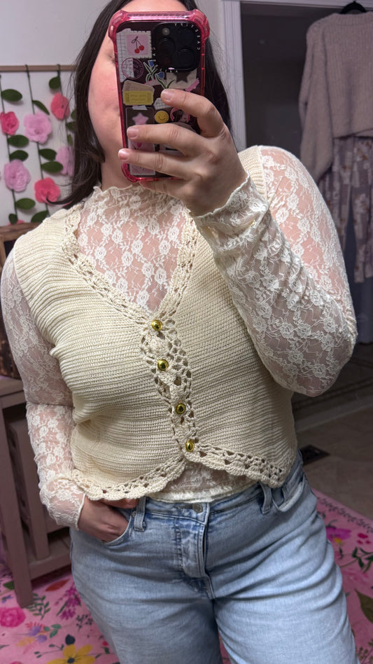 Sweetheart Lace Mock Neck Top