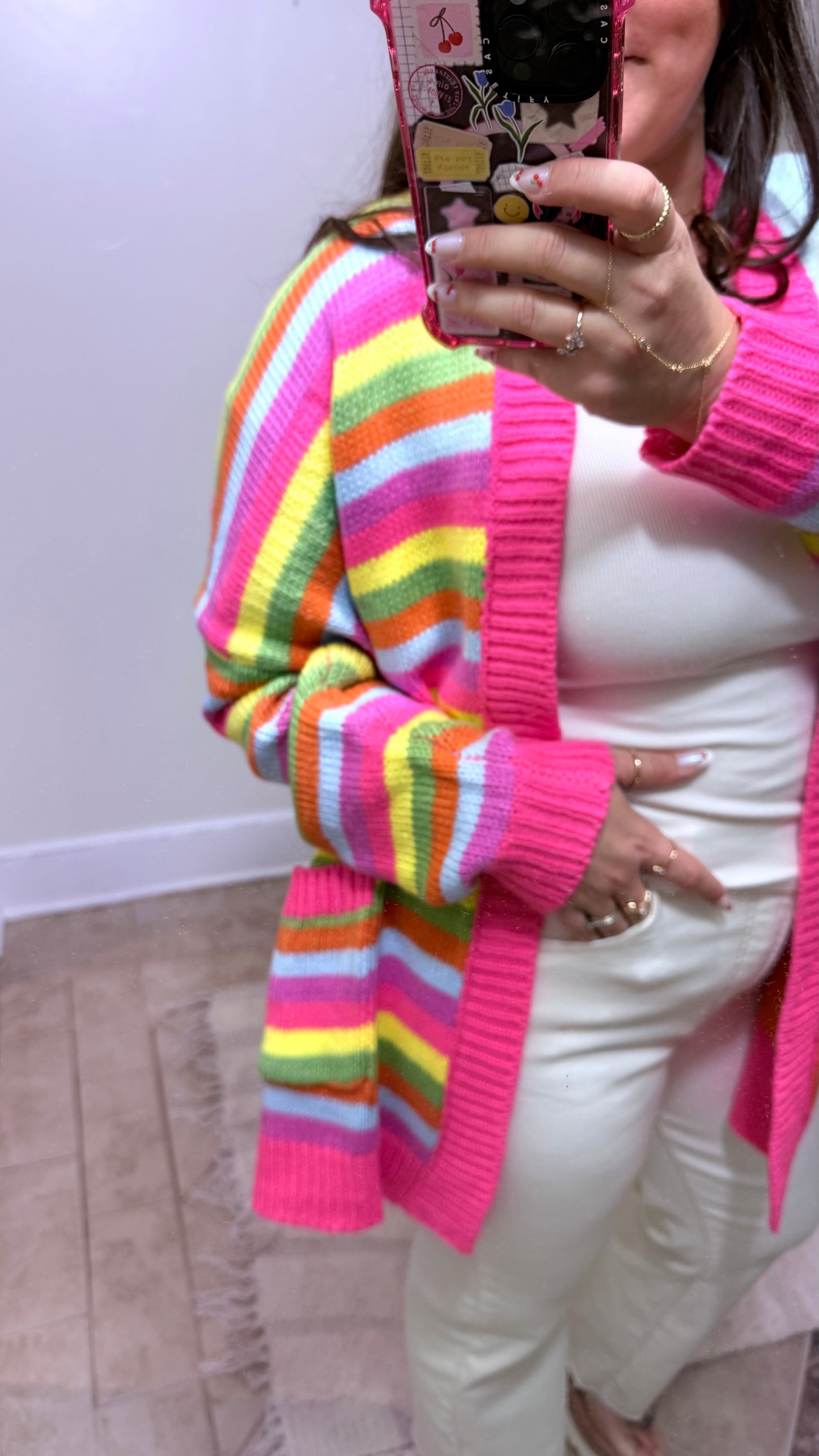 Color Pop Rainbow Stripe Cardigan