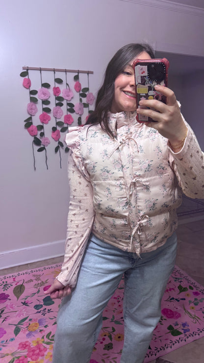 Frosted Blossom Puffer Vest