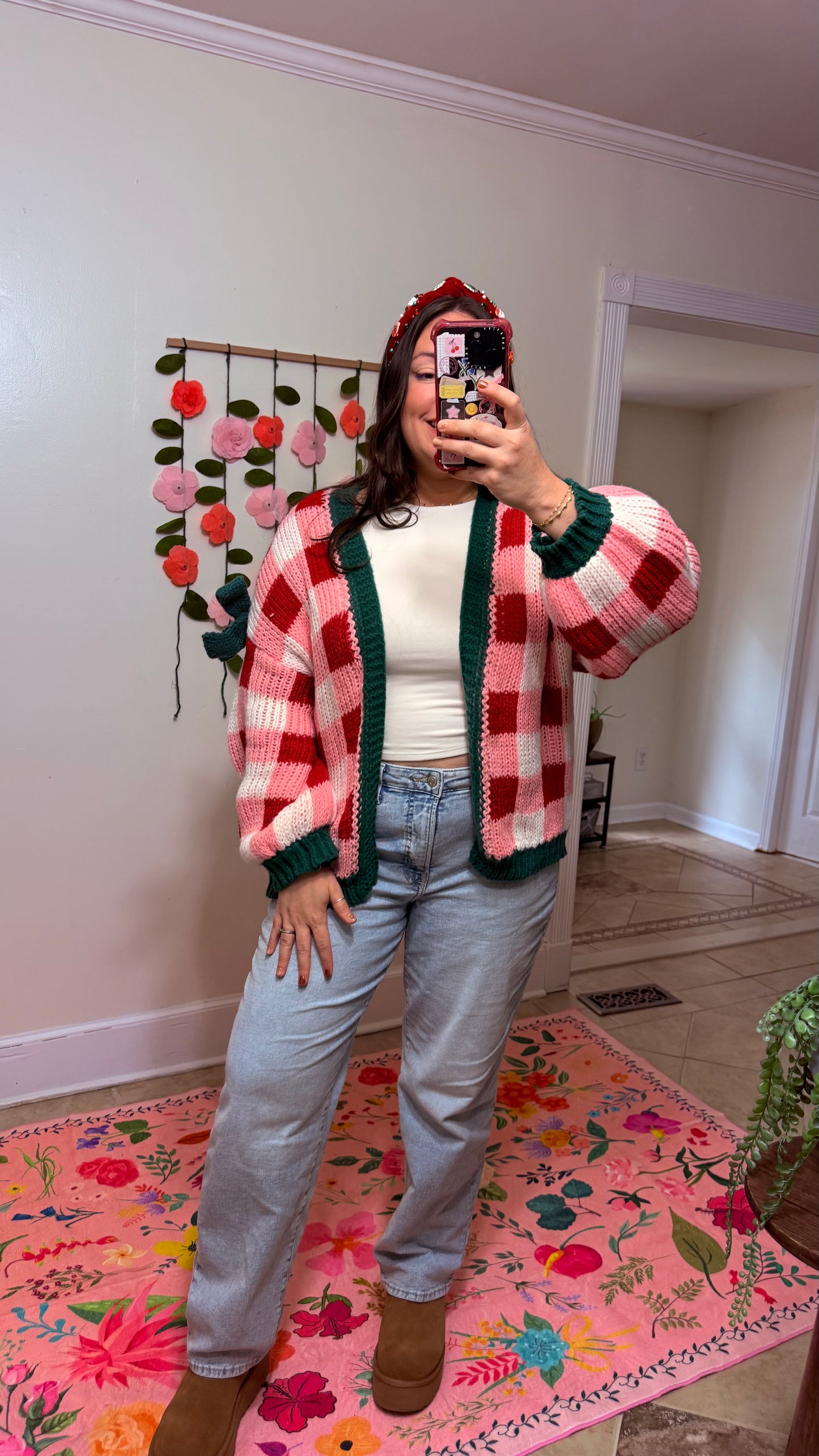 Merry & Bright Checkered Cardigan