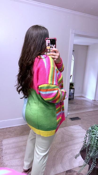 Color Pop Rainbow Stripe Cardigan