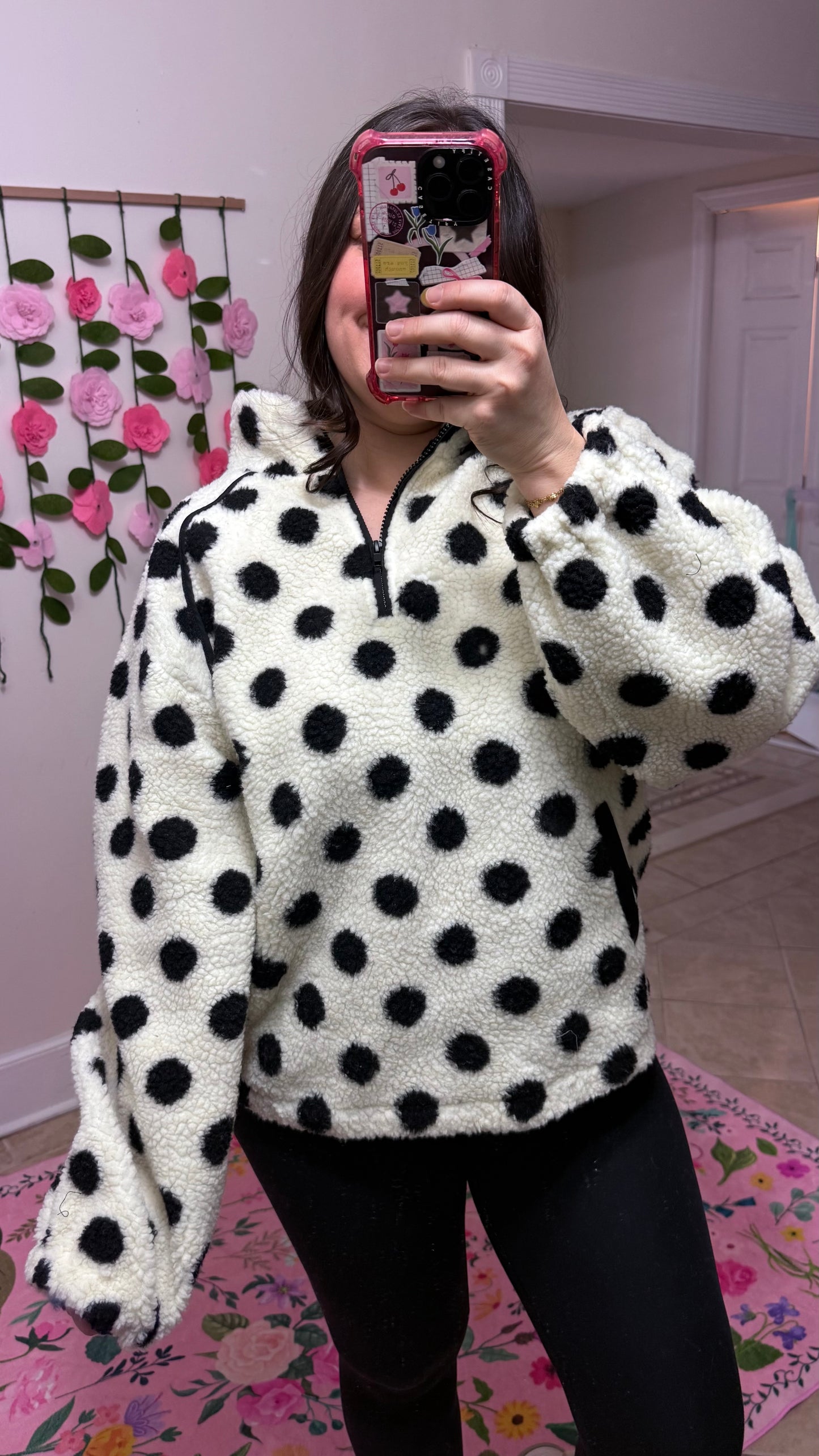 Polka Dot Teddy Sherpa Pullover