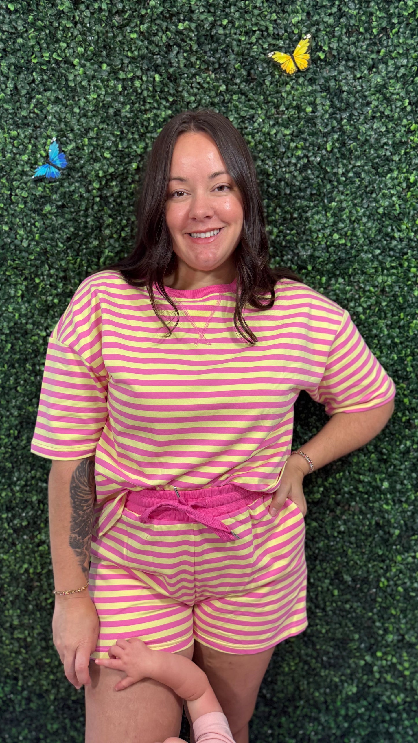 Pink Stripe Short Set (S-XL)