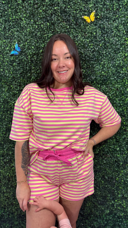 Pink Stripe Short Set (S-XL)
