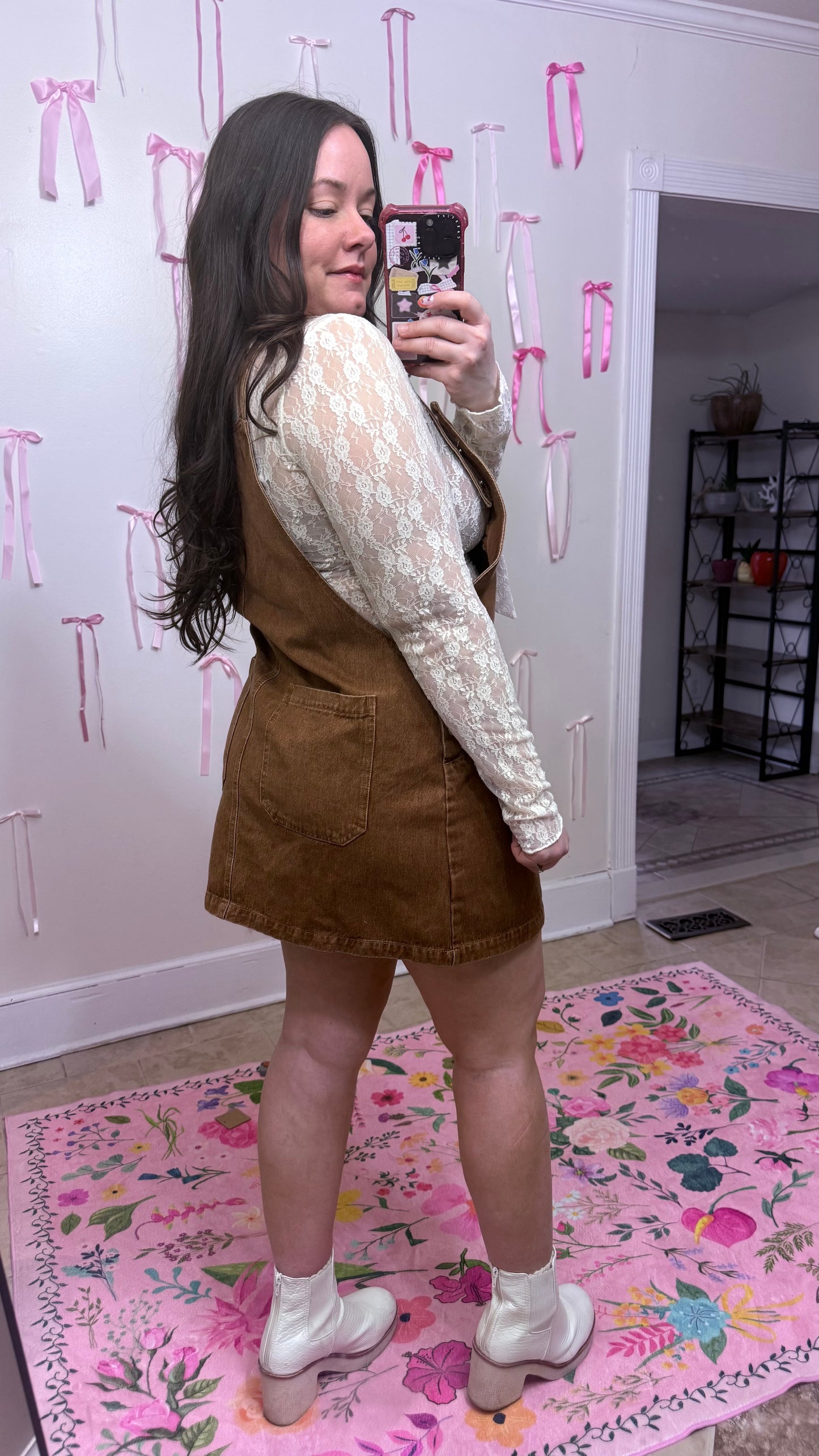 Sweet Bow Overall Dress