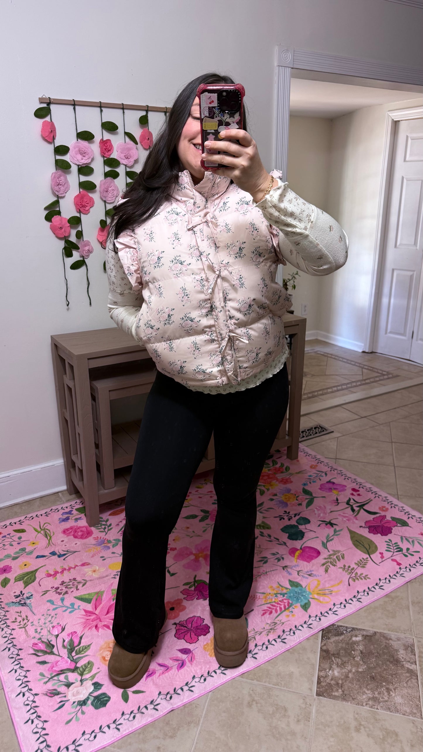 Frosted Blossom Puffer Vest