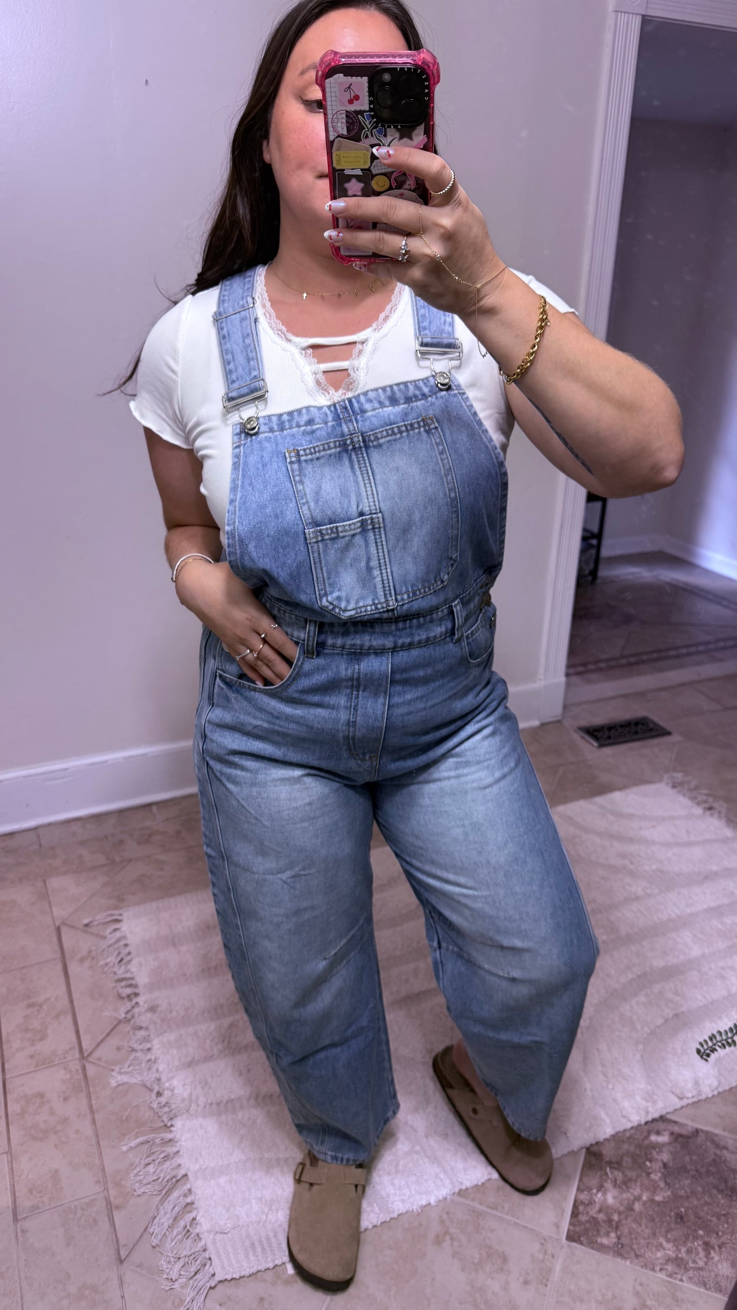 Barrel Fit Denim Overalls