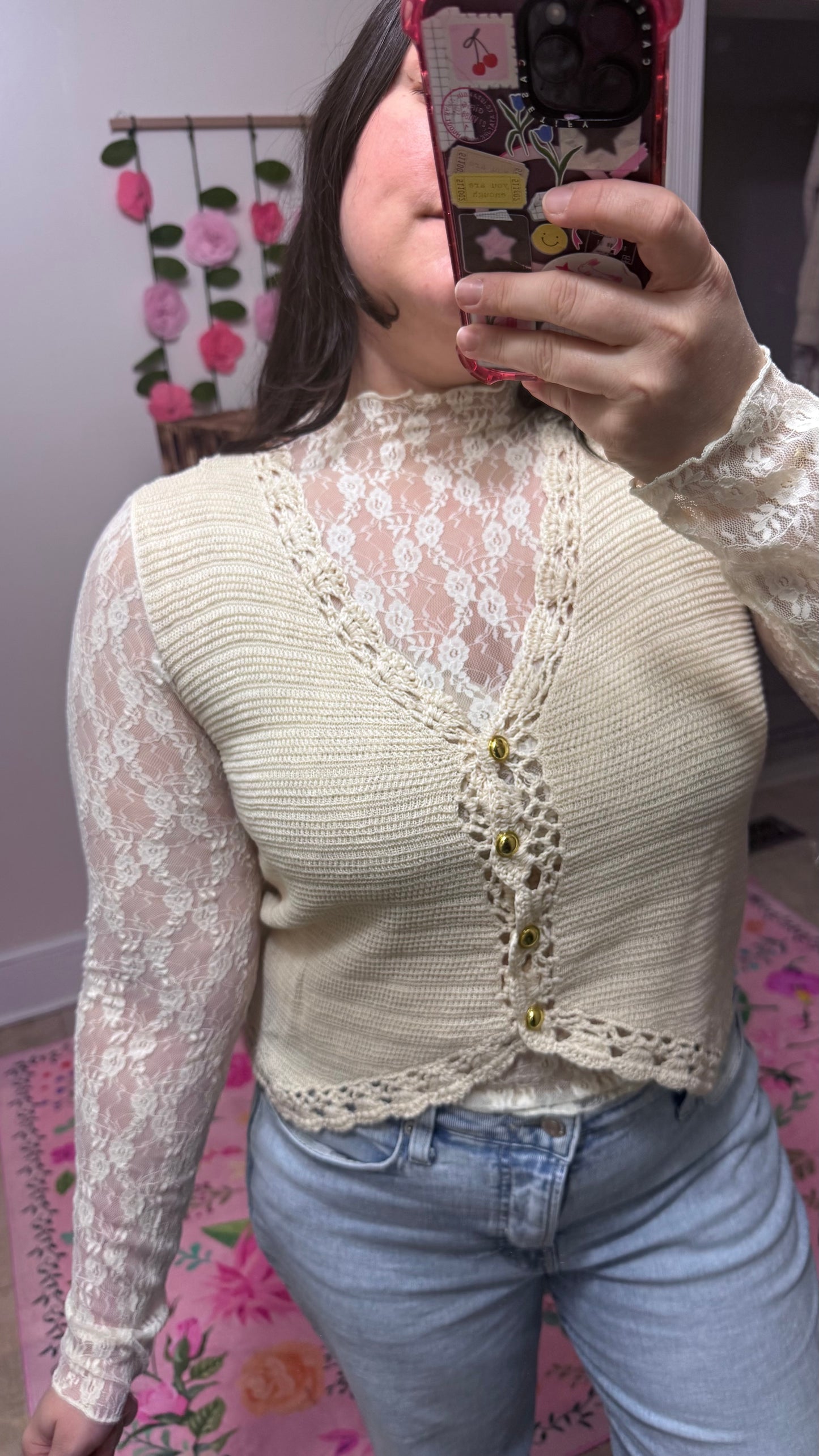 Sweetheart Lace Mock Neck Top