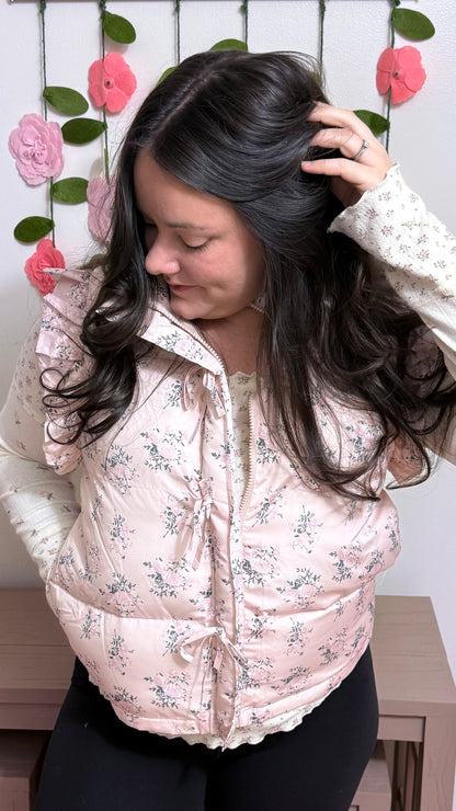 Frosted Blossom Puffer Vest