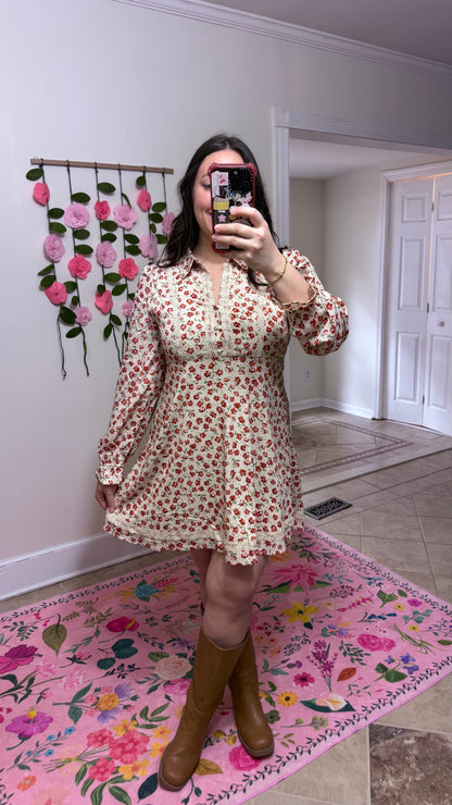 Red Floral Mini Dress