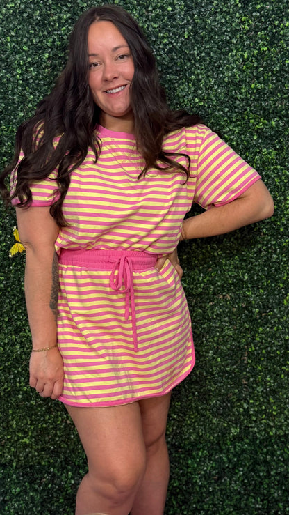 Pink Stripe Skort Set (S-XL)