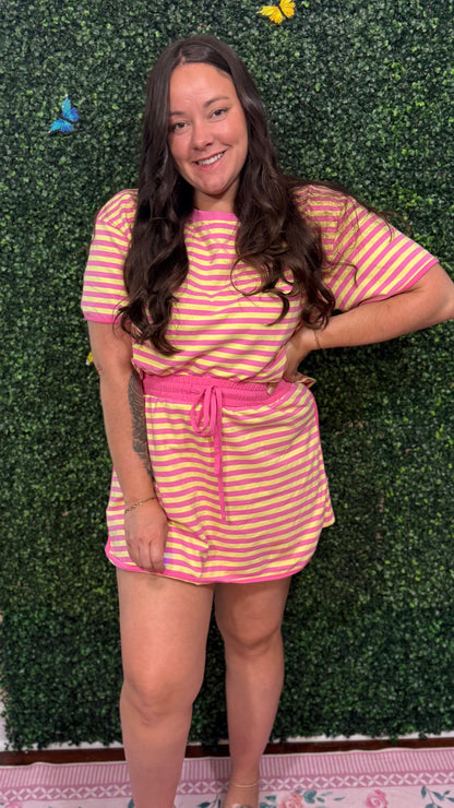 Pink Stripe Skort Set (S-XL)