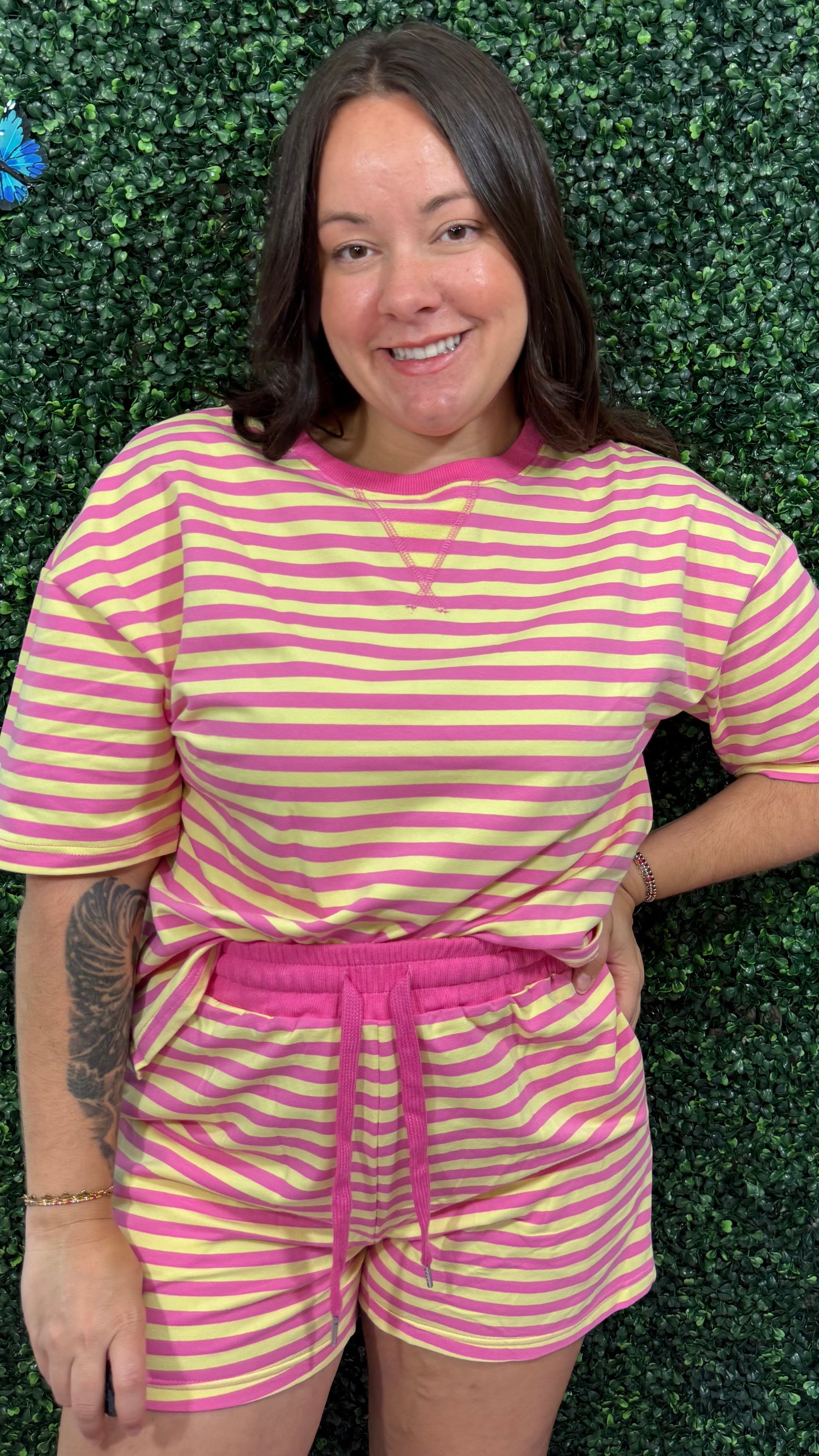 Pink Stripe Short Set (S-XL)