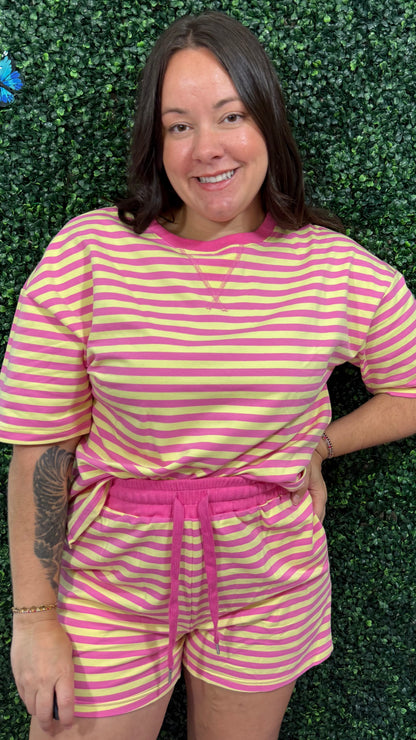 Pink Stripe Short Set (S-XL)