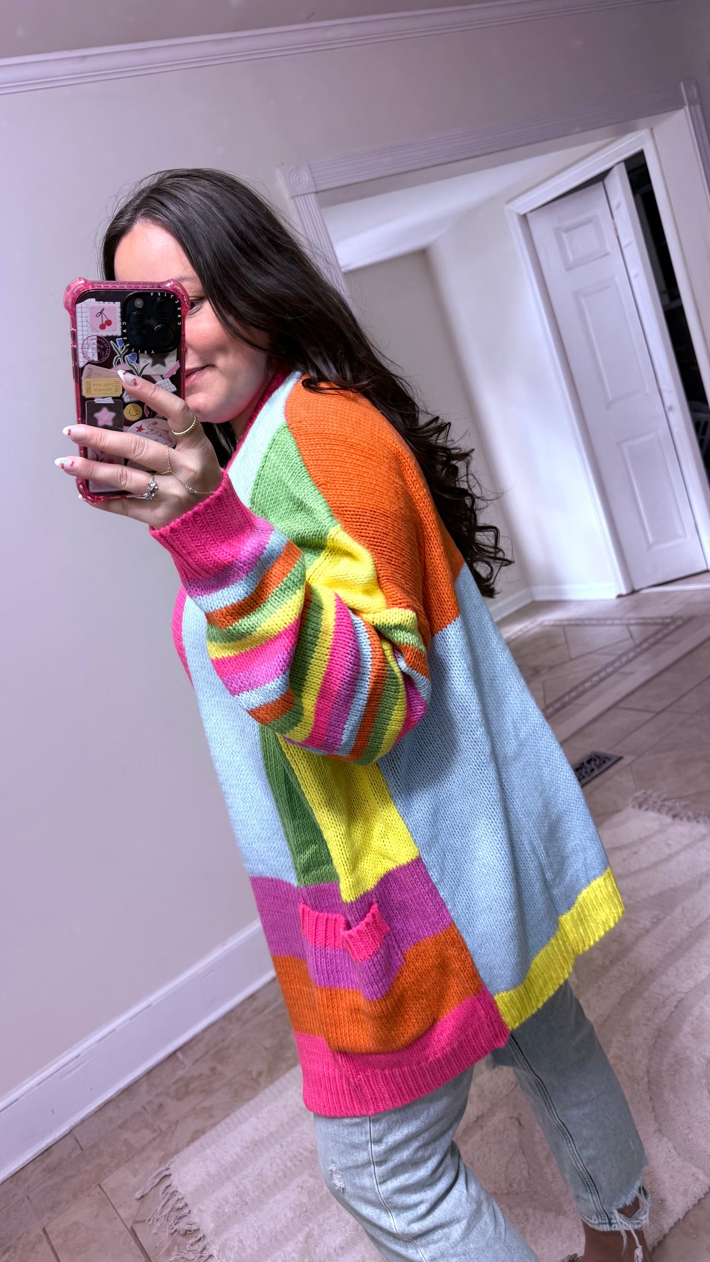 Color Pop Rainbow Stripe Cardigan