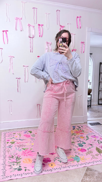 SAGE + FIG Mineral Washed Terry Wide Leg Pants