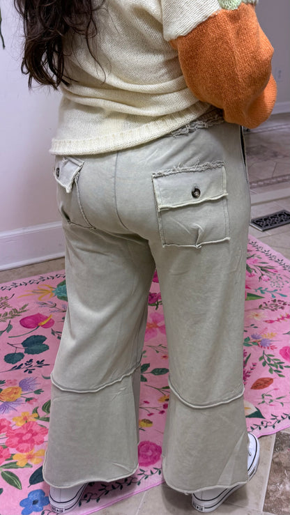 SAGE + FIG Mineral Washed Terry Wide Leg Pants