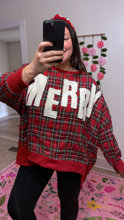 Merry & Bright Plaid Sweatshirt
