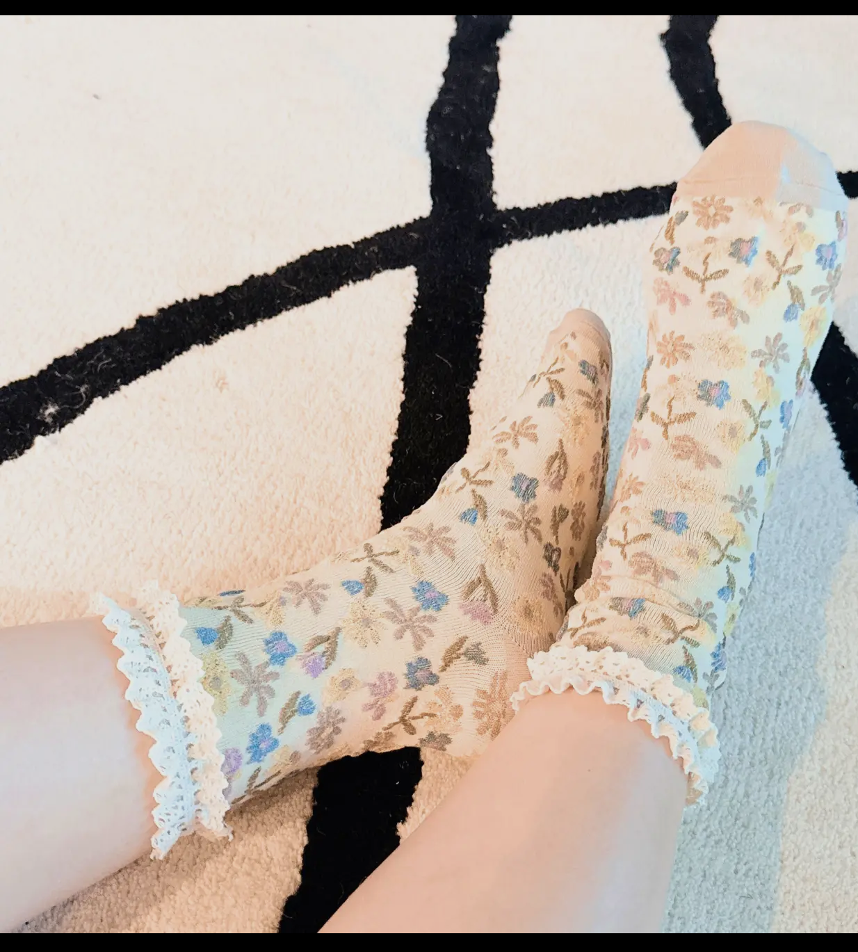 Vintage Blossom Socks – Cream or Gray Floral
