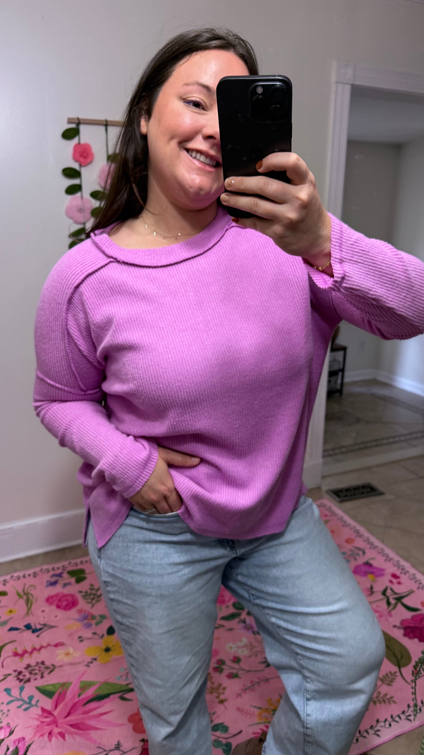 Ribbed Pink Sweater