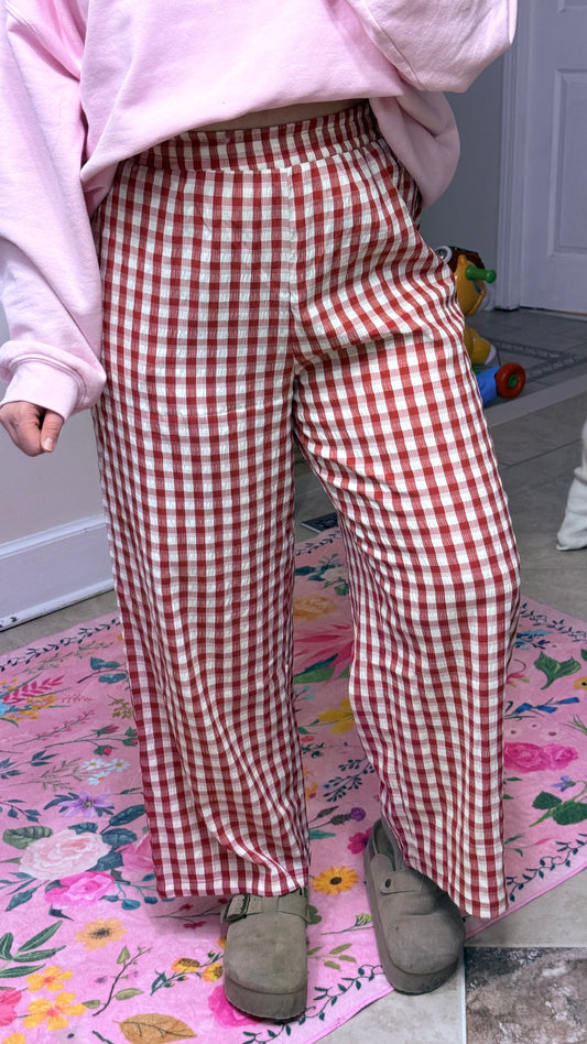 Cherry Check Red Gingham Pants