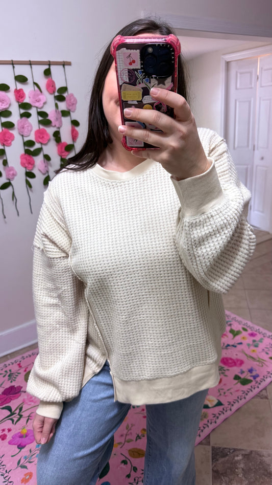 Sweet Cream Waffle Knit Pullover