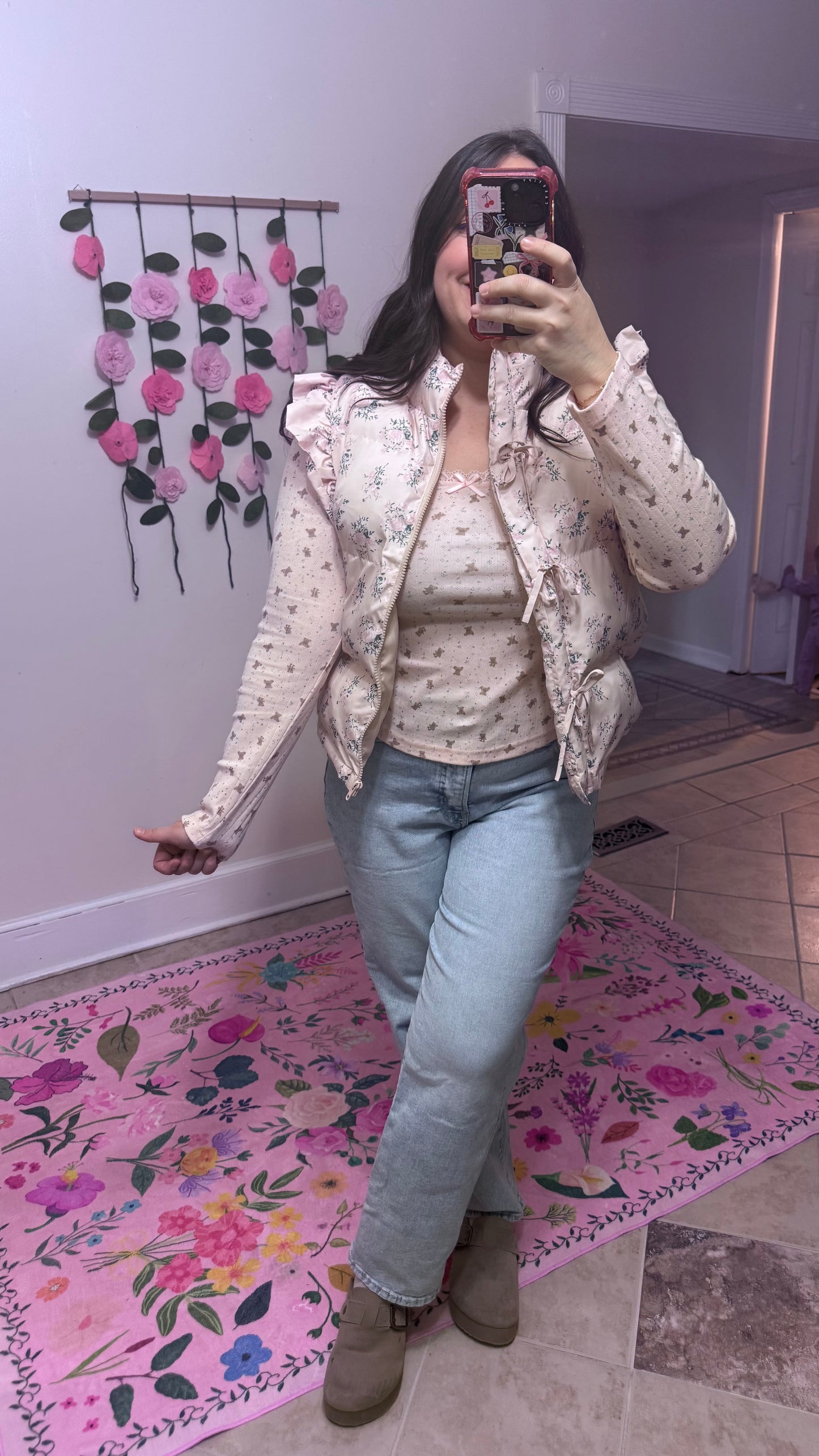 Frosted Blossom Puffer Vest