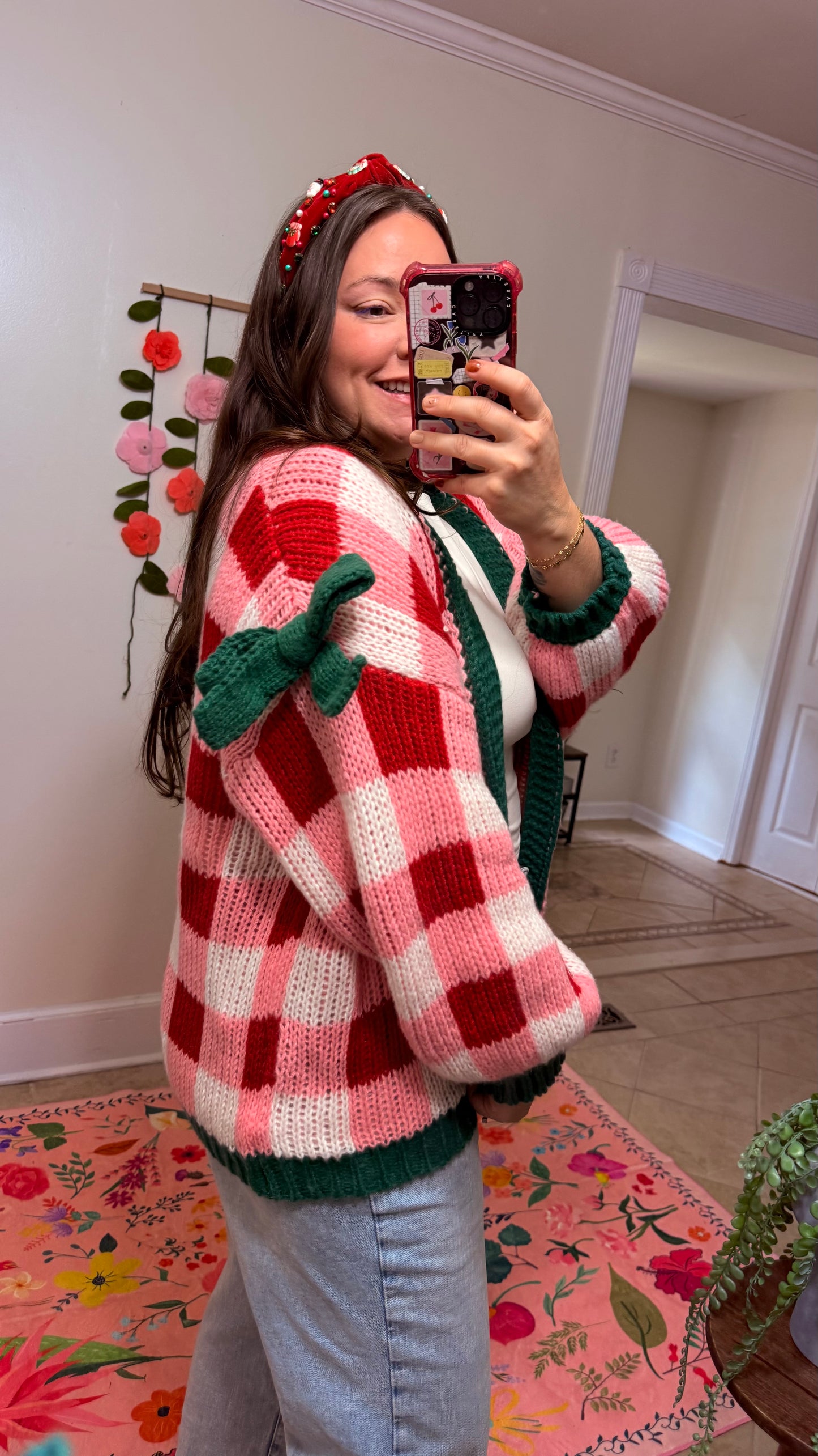Merry & Bright Checkered Cardigan