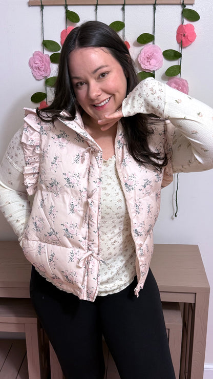 Frosted Blossom Puffer Vest