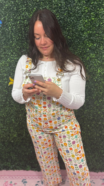 RETRO FLORAL PRINT OVERALLS