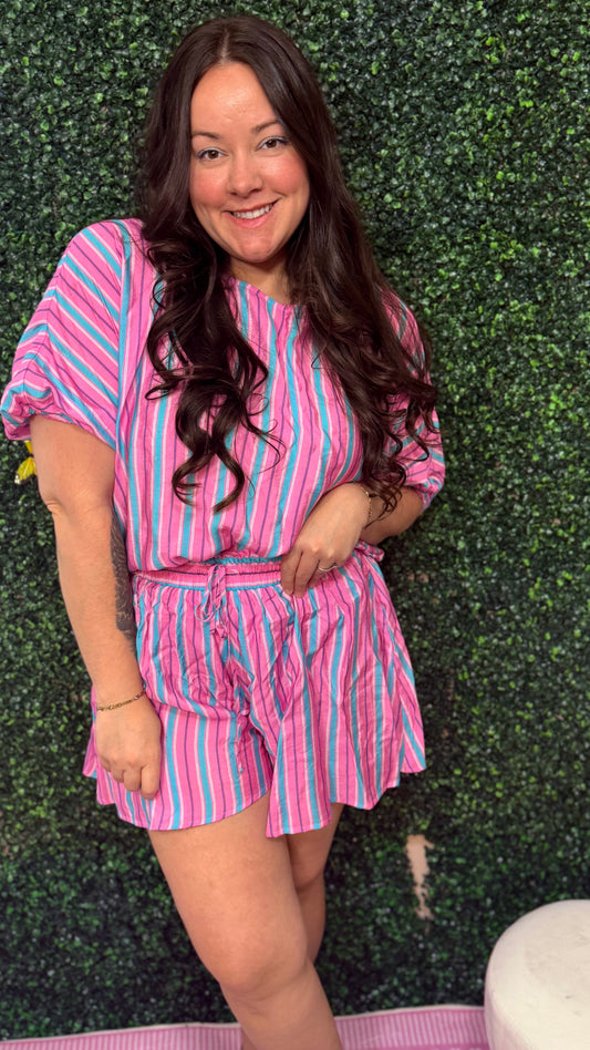 Candy Stripe Shorts Set (S-XL)