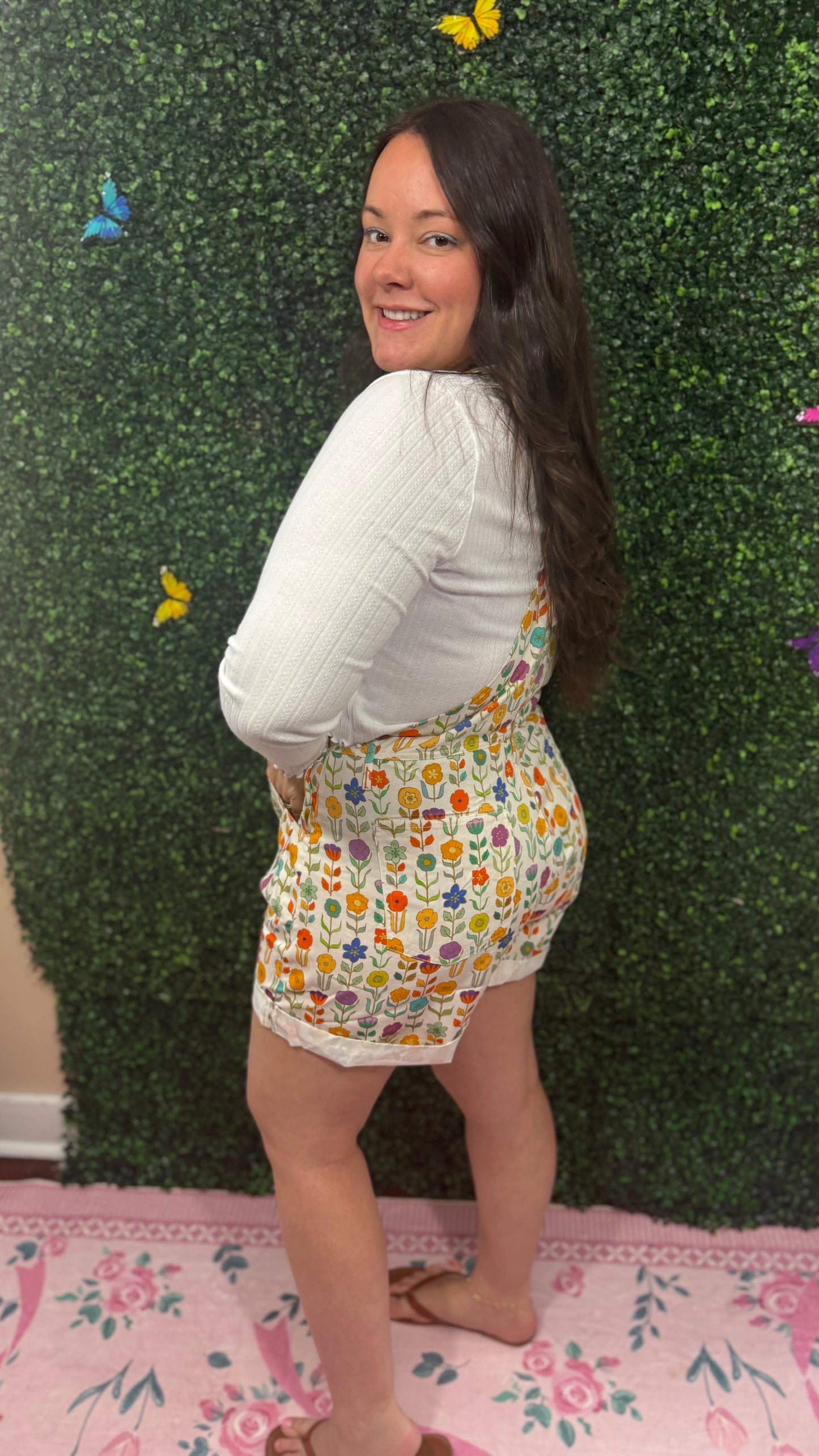 RETRO MOD FLORAL PRINT SHORTALLS