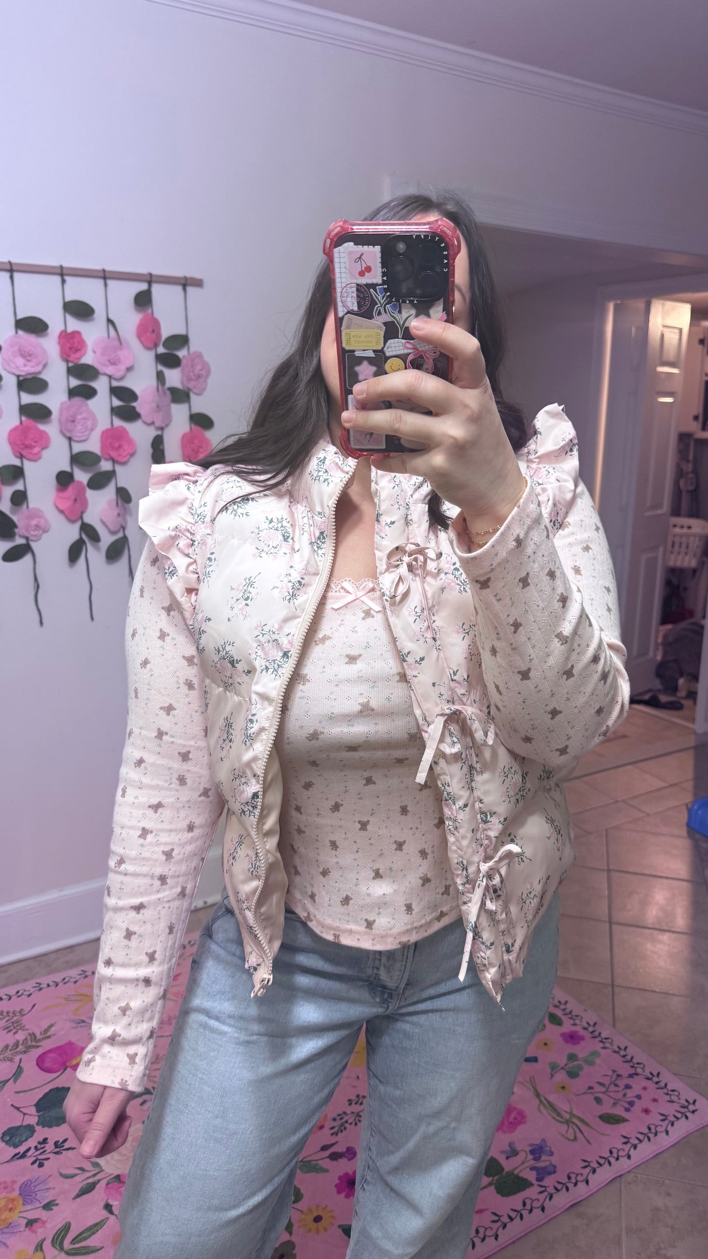 Frosted Blossom Puffer Vest