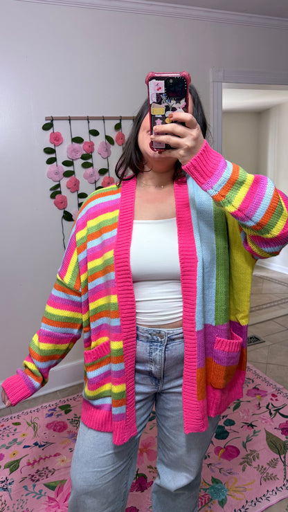 Color Pop Rainbow Stripe Cardigan
