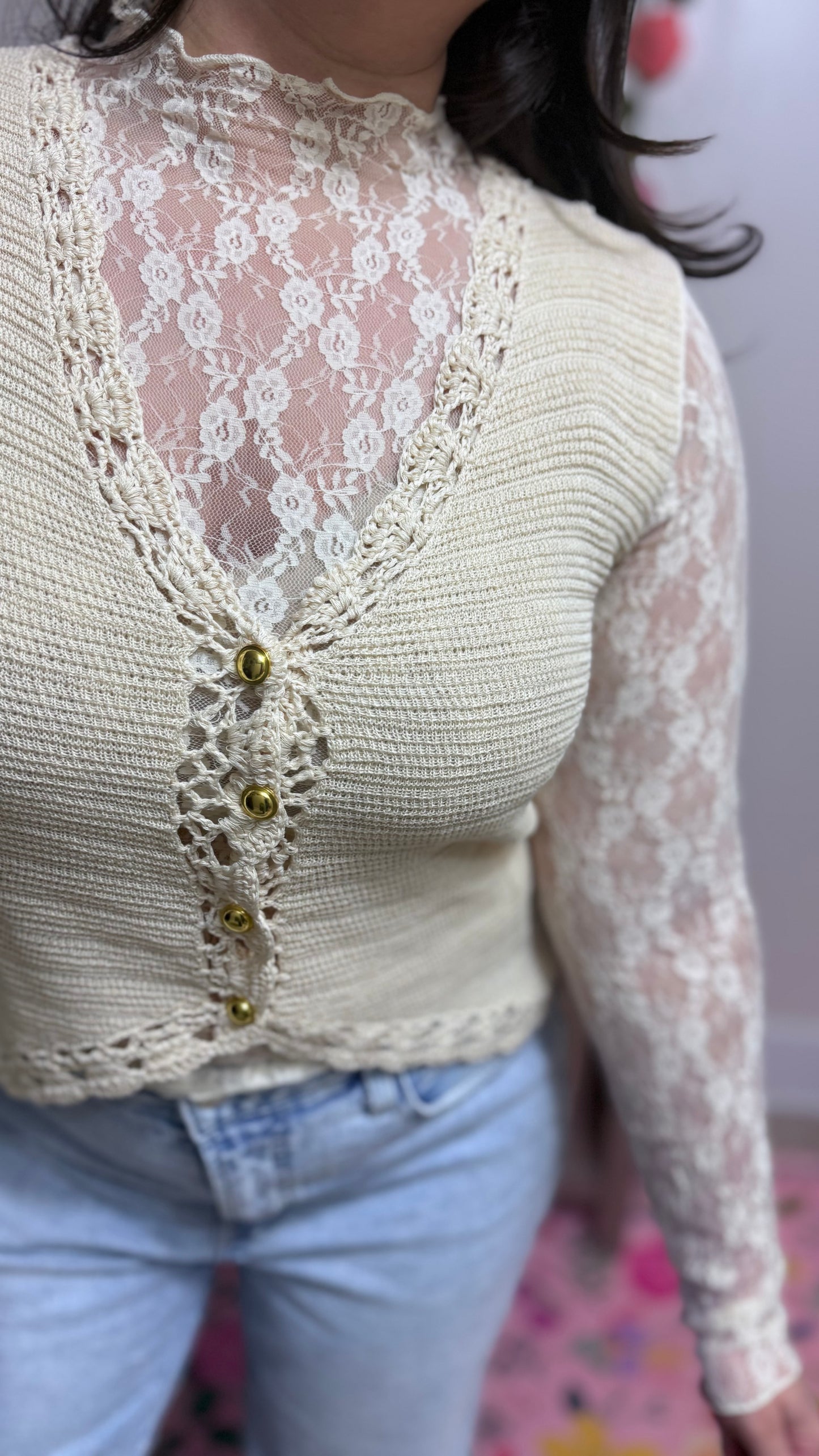 Sweetheart Lace Mock Neck Top