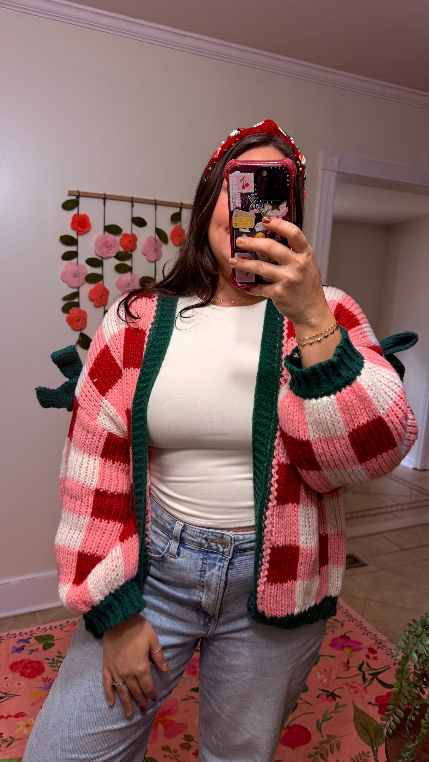 Merry & Bright Checkered Cardigan