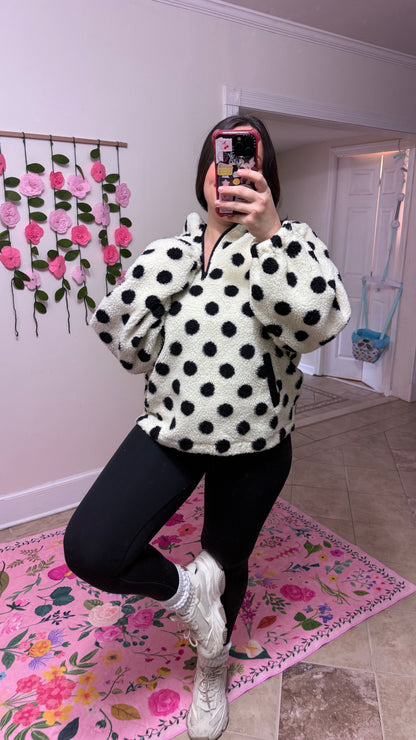 Polka Dot Teddy Sherpa Pullover