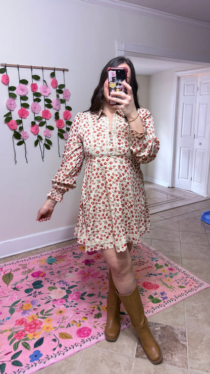 Red Floral Mini Dress