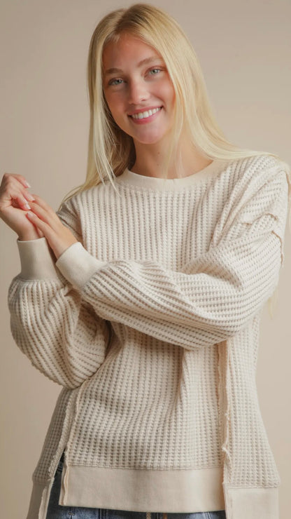 Sweet Cream Waffle Knit Pullover