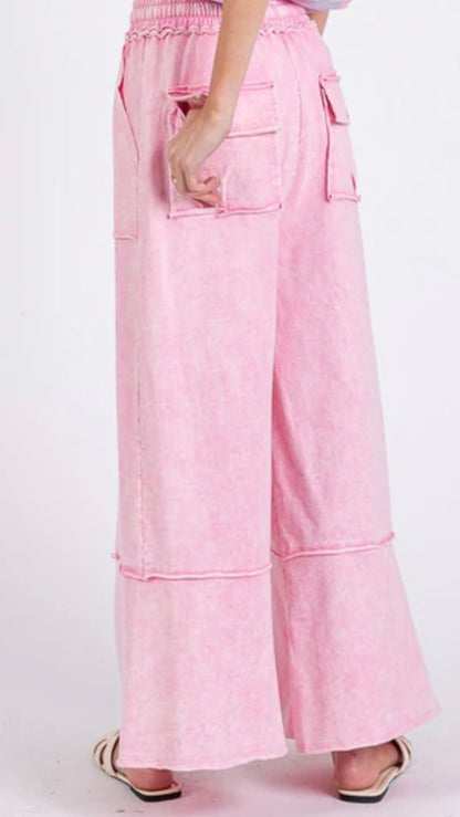SAGE + FIG Mineral Washed Terry Wide Leg Pants