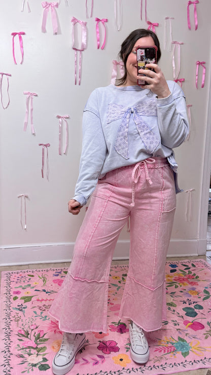 SAGE + FIG Mineral Washed Terry Wide Leg Pants