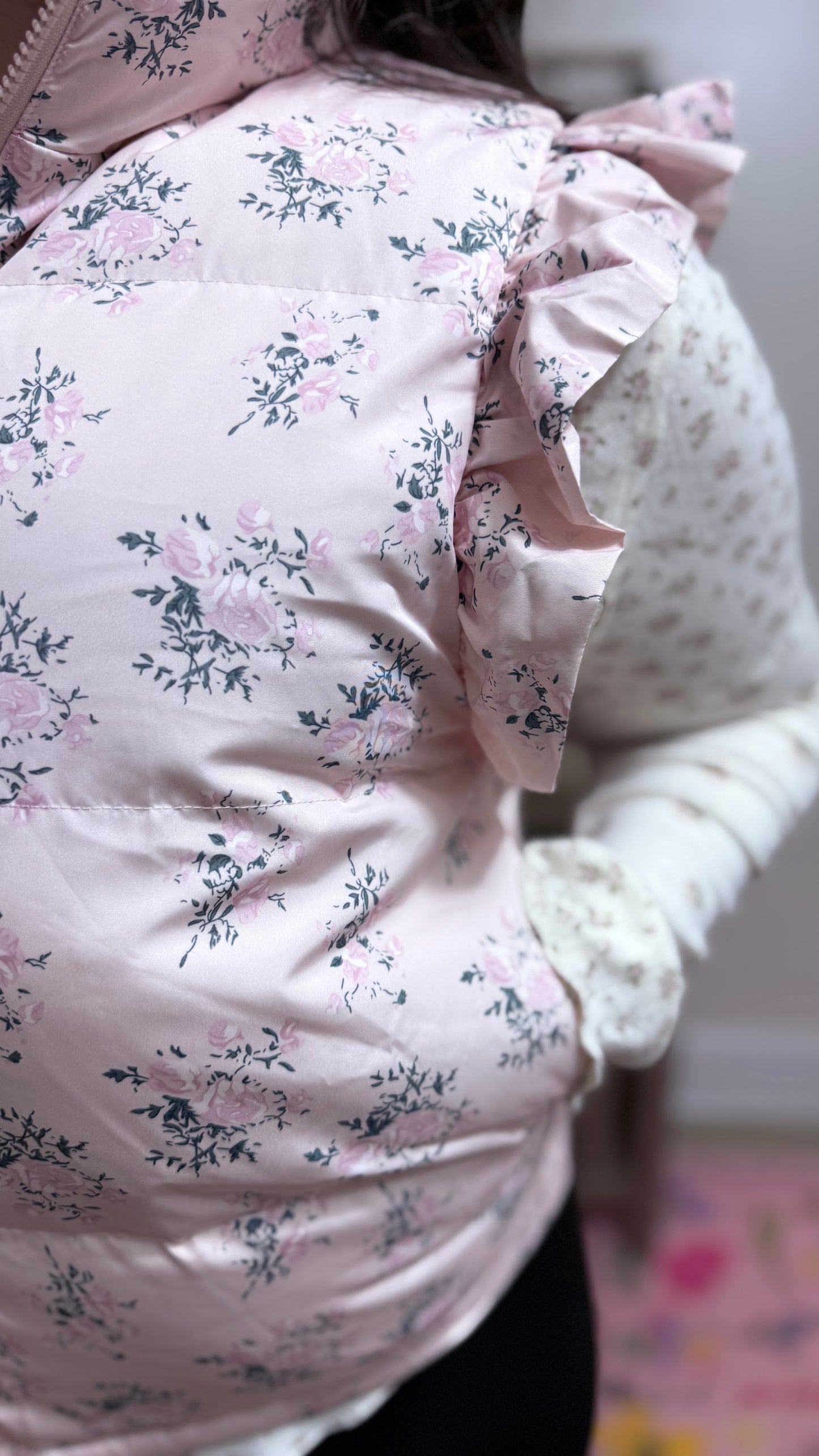 Frosted Blossom Puffer Vest