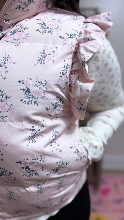 Frosted Blossom Puffer Vest