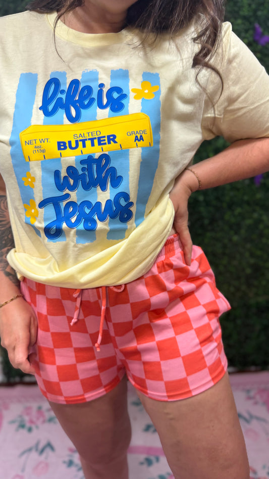 Pink Check Shorts