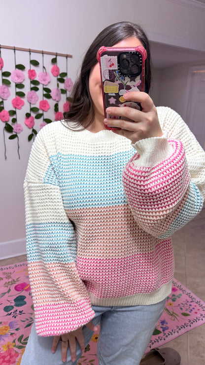 Pastel Colorblock Knit Sweater